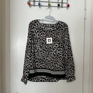 Anne Klein Cheetah Print Long Sleeve Blouse - NWT